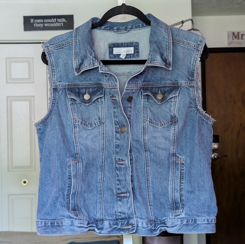 LOFT Blue Denim Vest